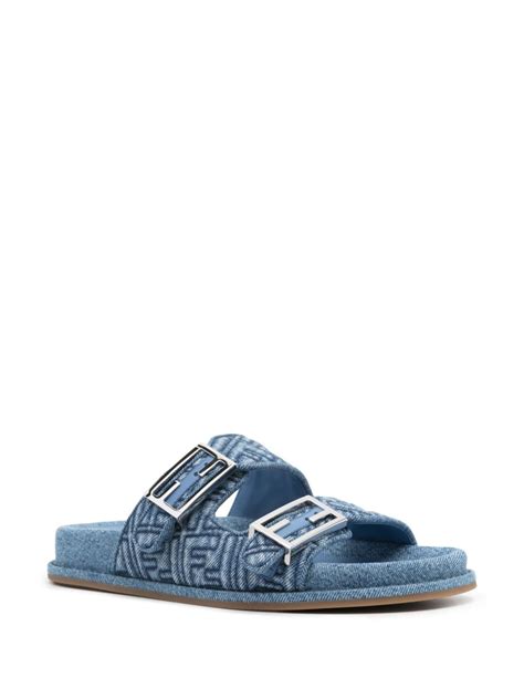 fendi motif sandals|Fendi denim sandals.